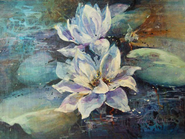 Lily Blue acrylic painting by Shirley Nachtrieb